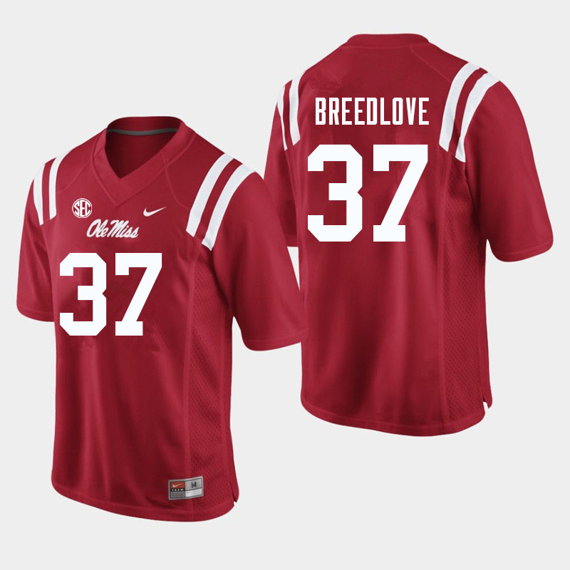 Kyndrich Breedlove Ole Miss Rebels NCAA Men's Red #37 Stitched Limited College Football Jersey CSG2658LN